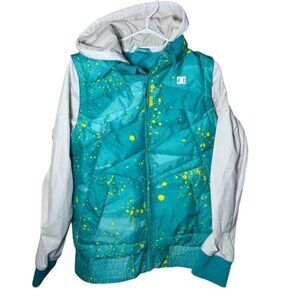 DC Large Snowboard Coat Jacket Vest 2 in 1 Zipper Off Snowboarding Sporty Winter